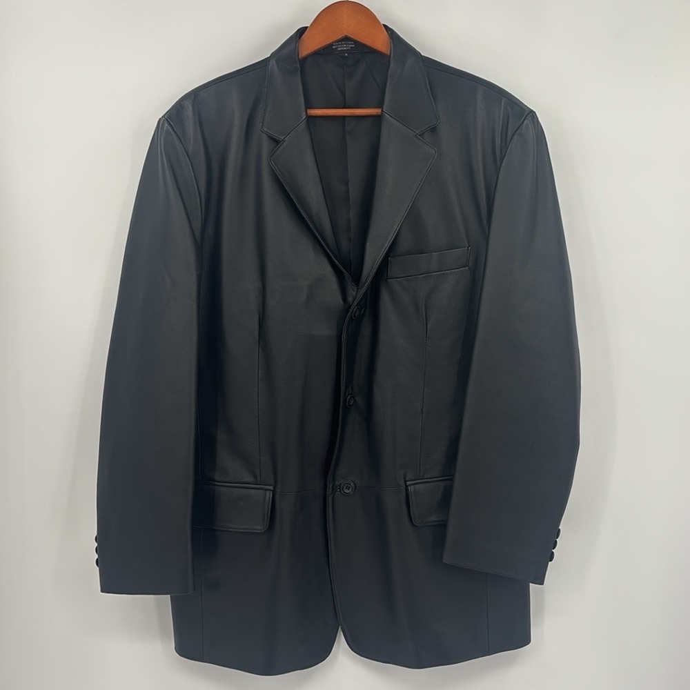 J. Ferrar Retro 70’s Genuine Leather Structured Sport Coat Jacket Blazer - Picture 7 of 15